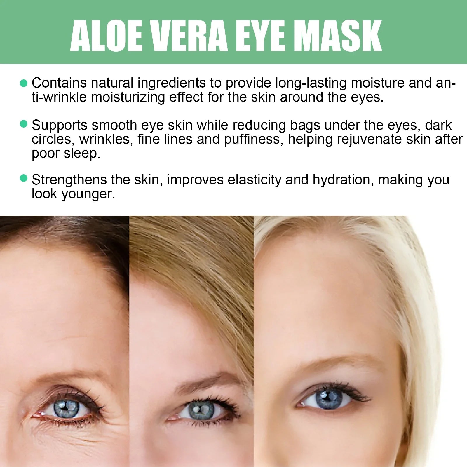 60 Pieces Aloe Vera Collagen Eye Mask for Dark Circles-3